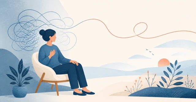 Ilustrace zklidnění při panické atace a návratu k pocitu bezpečí