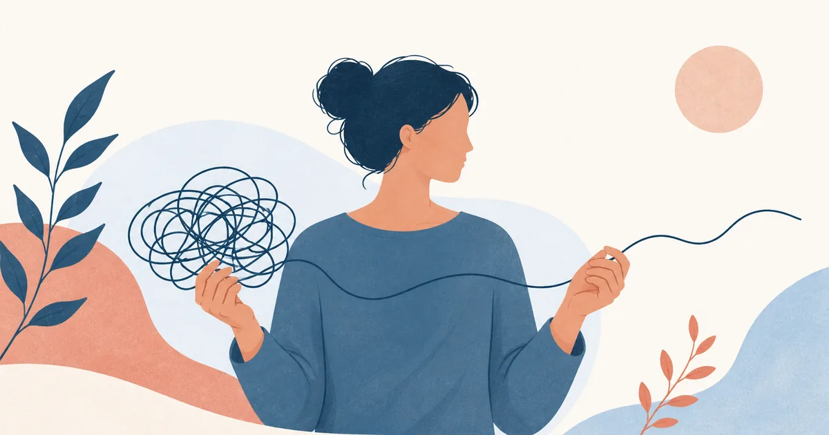 Ilustrace sebereflexe opakujících se myšlenek